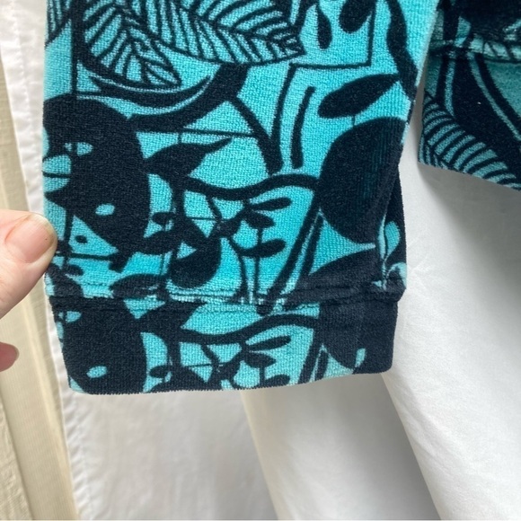 Kaktus Zipper Jacket Blue with Floral Pattern, Size Large - Picture 5 of 7